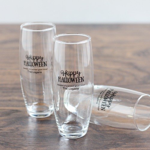 Halloween Party Supply Guide - Personalized Halloween Party Printed Stemless Champagne Flutes