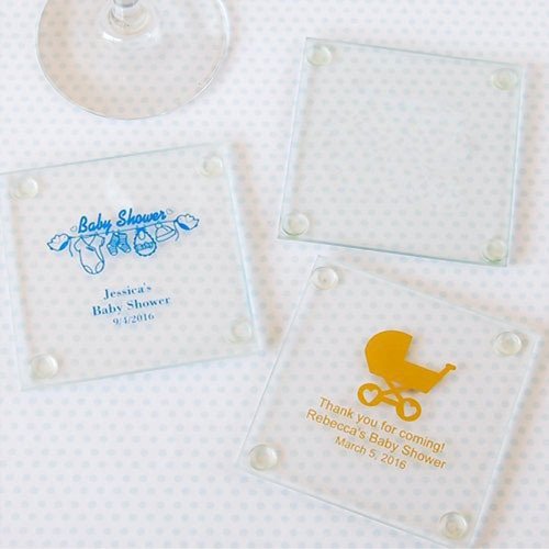 Baby Boy Shower Party Favours - Personalized Glass Coaster Favours