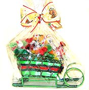 Jingle Bell Sleigh Childrens Christmas Candy and Chocolate Gift Basket