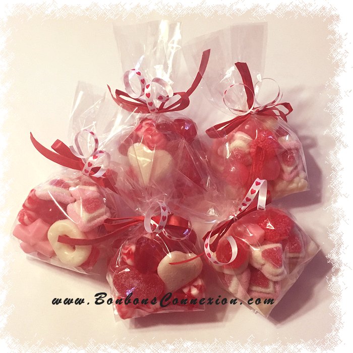 Sacs cadeaux de bonbons-friandises-chocolats St-Valentin
