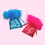 Pochettes organza � plumes