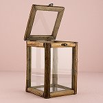 Rustic Wood And Glass Box With Hinged Lid