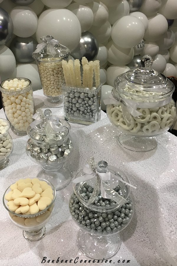 Salon Marions-Nous Bar  Bonbons Blanc & Argent