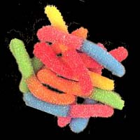 Neon sour worm gummies