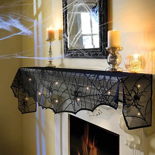Halloween Party Decor Guide - Halloween Lace Mesh Mantle Scarf