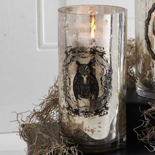 Halloween Party Decor Guide - Halloween Mercury Glass Owl Print Vase