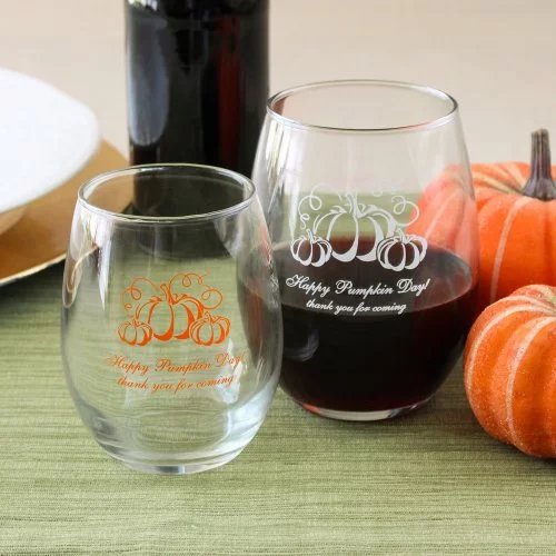 Halloween Party Supply Guide - Personalized Halloween Party Printed Stemless Wine Glasses