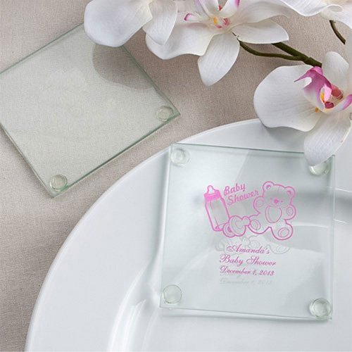 Baby Boy Shower Party Favours - Personalized Glass Coaster Favours