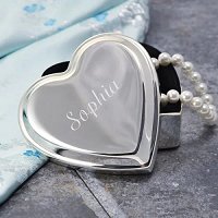 Bridesmaid Gift Ideas - Engraved Silver Heart Jewelry Box